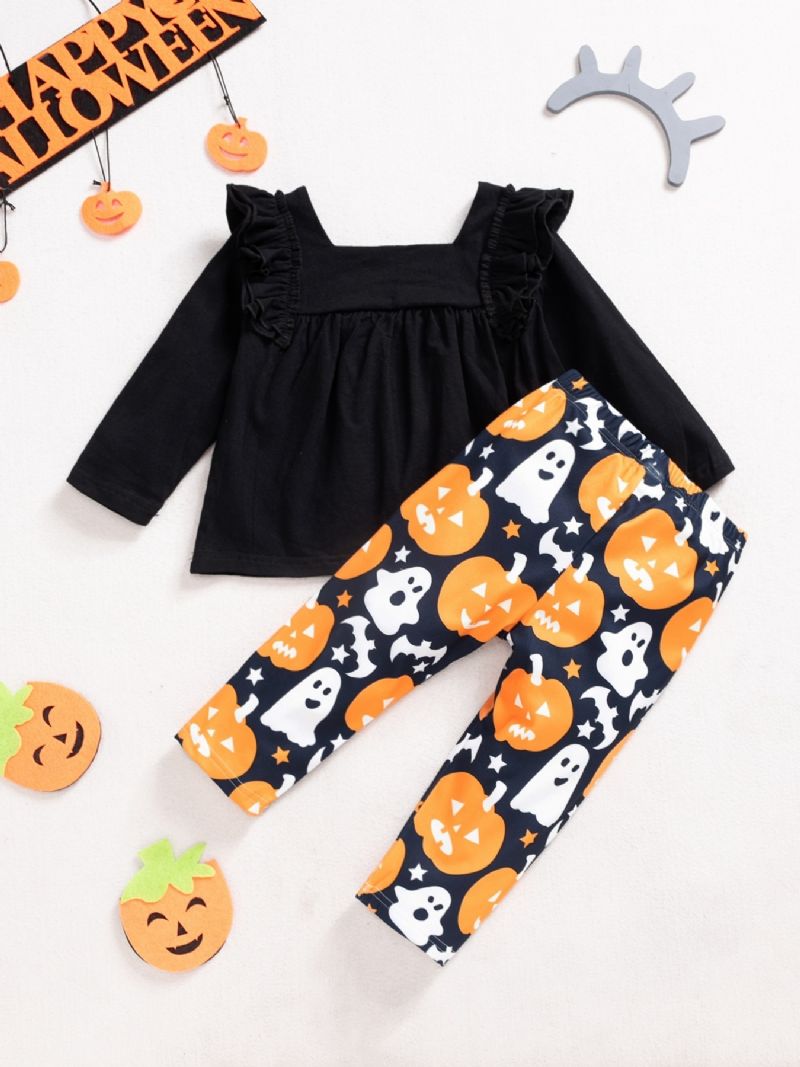 2ps Lányok Halloween Black Pumpkin Top & Ghost Pants Szett