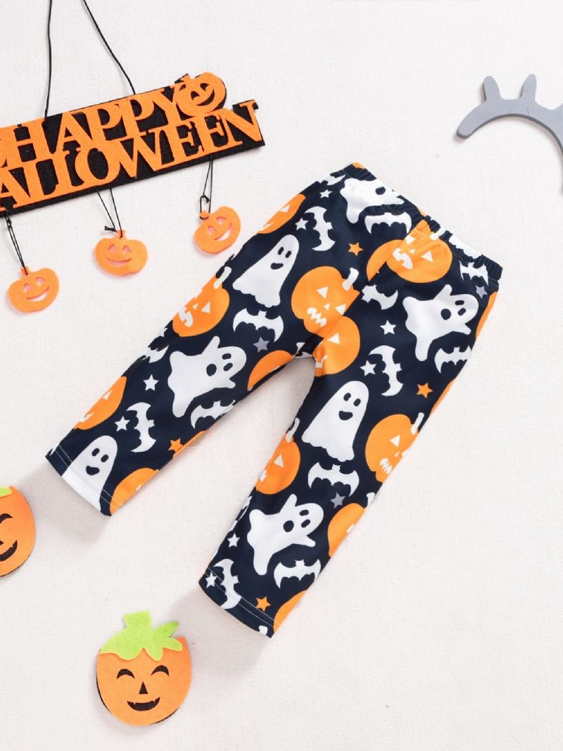 2ps Lányok Halloween Black Pumpkin Top & Ghost Pants Szett