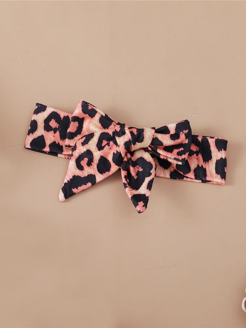 Bébi Lányok Leopard Patchwork Letter Print Kapucnis Melegítő Szett Csípős Fejpánttal
