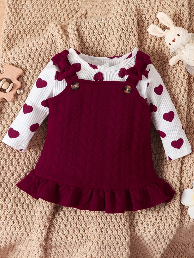 Bébi Lányok Print Táska Fing Hosszú Ujjú Háromszög Nadrág + Vállpántok Masnival Függő Szoknya 2db Szett Őszi Tél