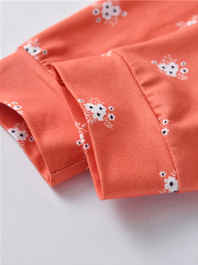 Elegáns Lányoknak Készült Aranyos Ditsy Print Szett Virágos Felsővel És Nadrággal