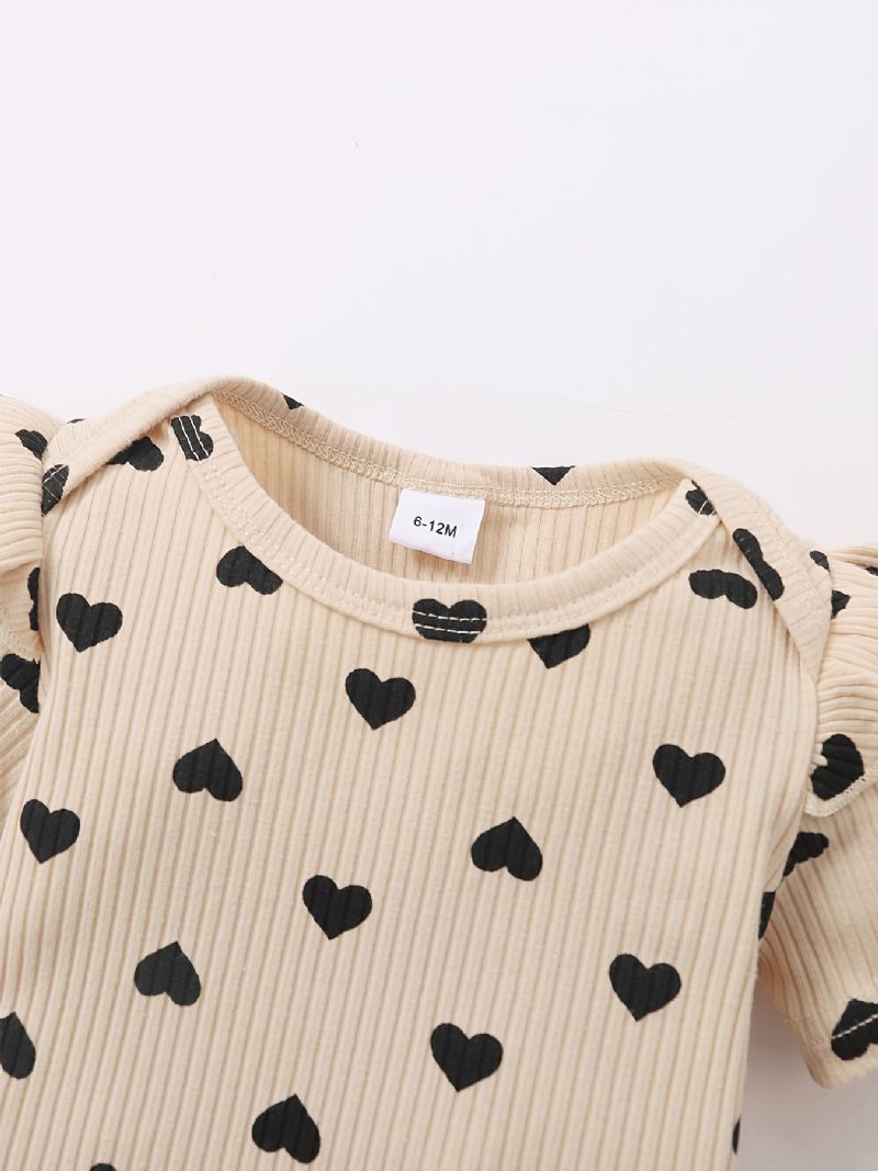 Kislány Kisgyermek Szívmintás Body + Nadrág Szett + Fejpántos Dress Onesie Babaruhák