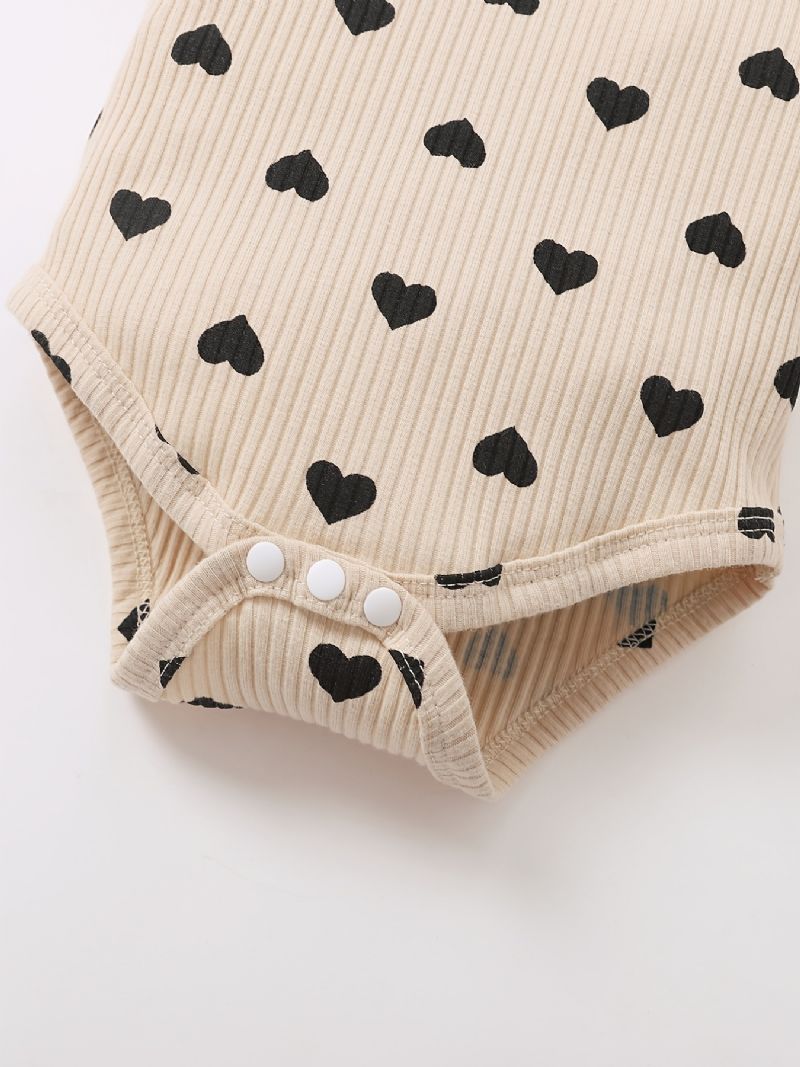 Kislány Kisgyermek Szívmintás Body + Nadrág Szett + Fejpántos Dress Onesie Babaruhák