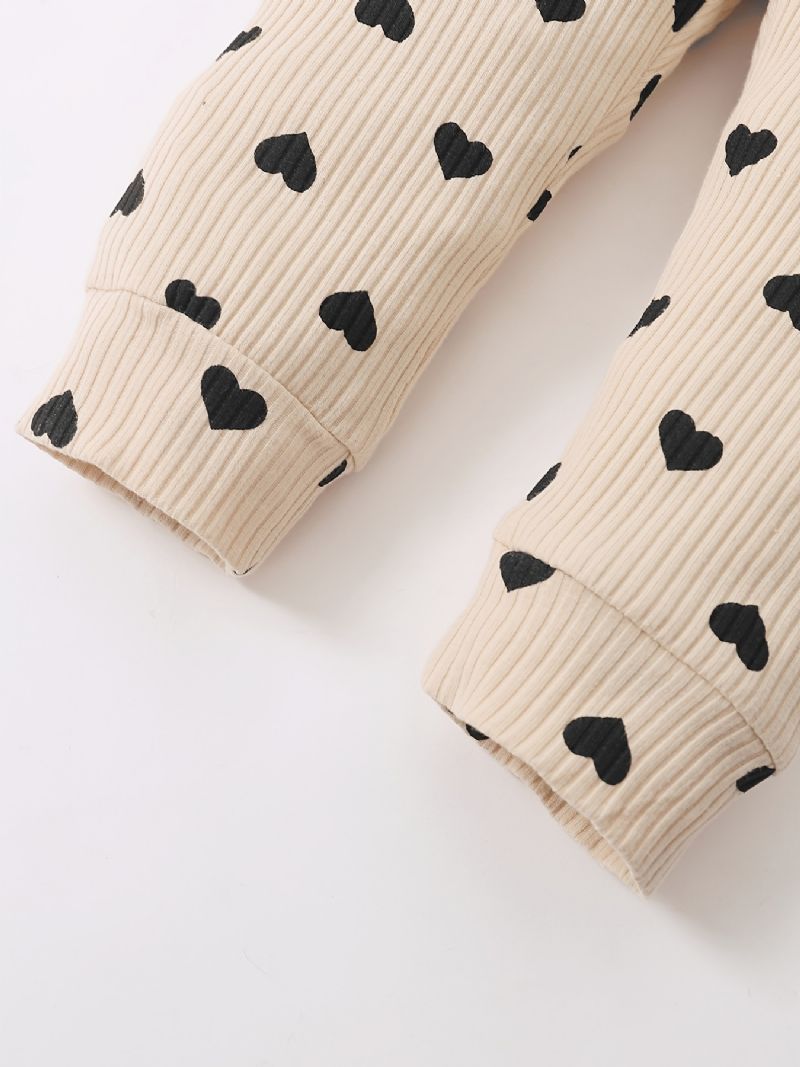 Kislány Kisgyermek Szívmintás Body + Nadrág Szett + Fejpántos Dress Onesie Babaruhák
