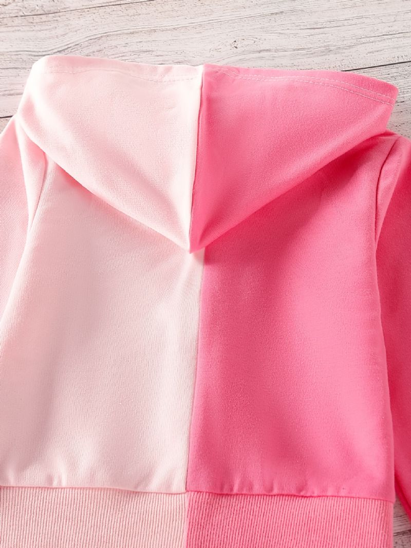 Lányok Colorblock Kapucnis Pulóver Nadrág Szettek Télre