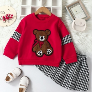 Lányok Fleece Bear Pulóver Szoknya Szett