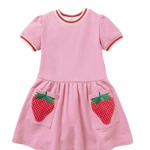 Lányok Strawberry Patch Pocket Pink Rövid Ujjú Szoknya