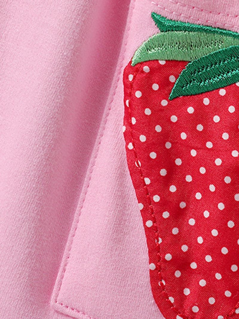 Lányok Strawberry Patch Pocket Pink Rövid Ujjú Szoknya