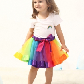 Lányok Szoknya Rainbow Mesh Tutu Gyermek Táncszoknya Princess Színes