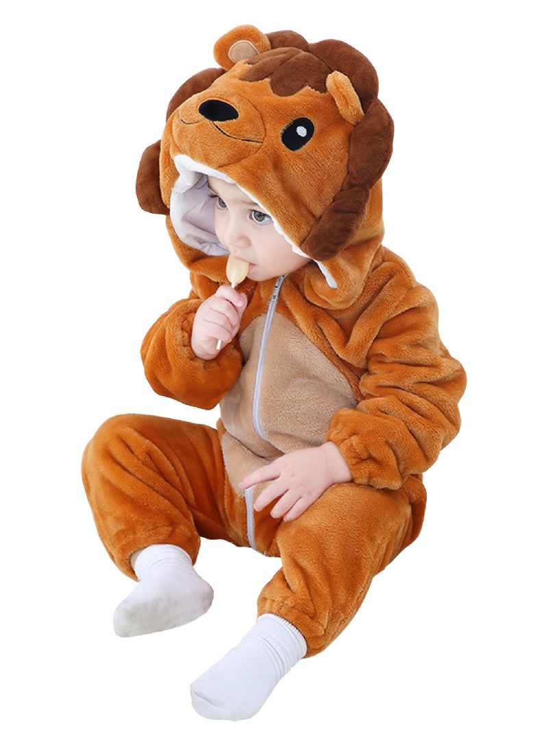 Baba Kapucnis Romper Thermal Animal Jelmez Jumpsuit Novelty Pizsama