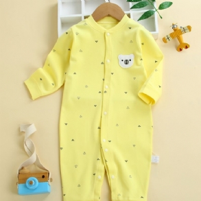 Csecsemő-pizsama Pamut Medve Hímzésű Hosszú Ujjú Kombinék Baba Fiúknak Lányoknak Gyerekruhák