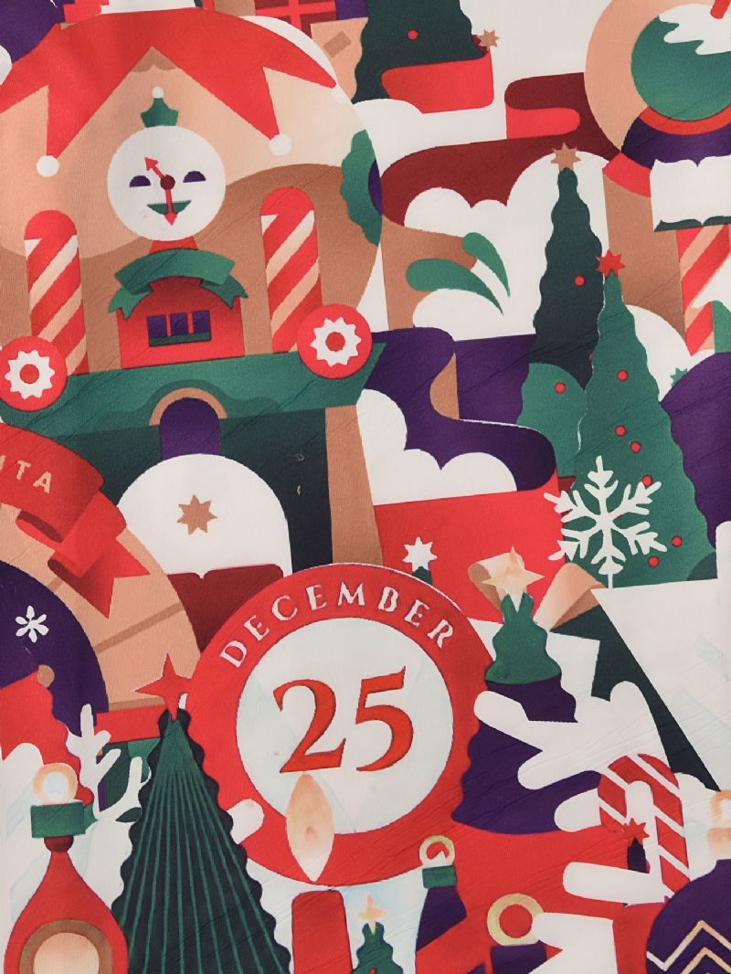 Fiúk Christmas Print Kerek Nyakú Hosszú Ujjú Felső És Nadrág Szett Pizsama Karácsony