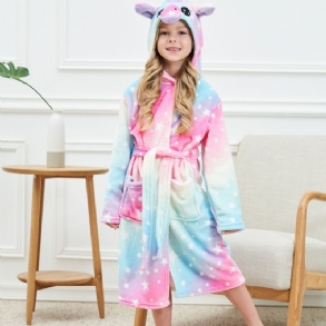 Gyerek Lányok Kapucnis Fürdőköpeny Unicorn Puha Meleg Flanel Pizsama Téli Gyerekruhák