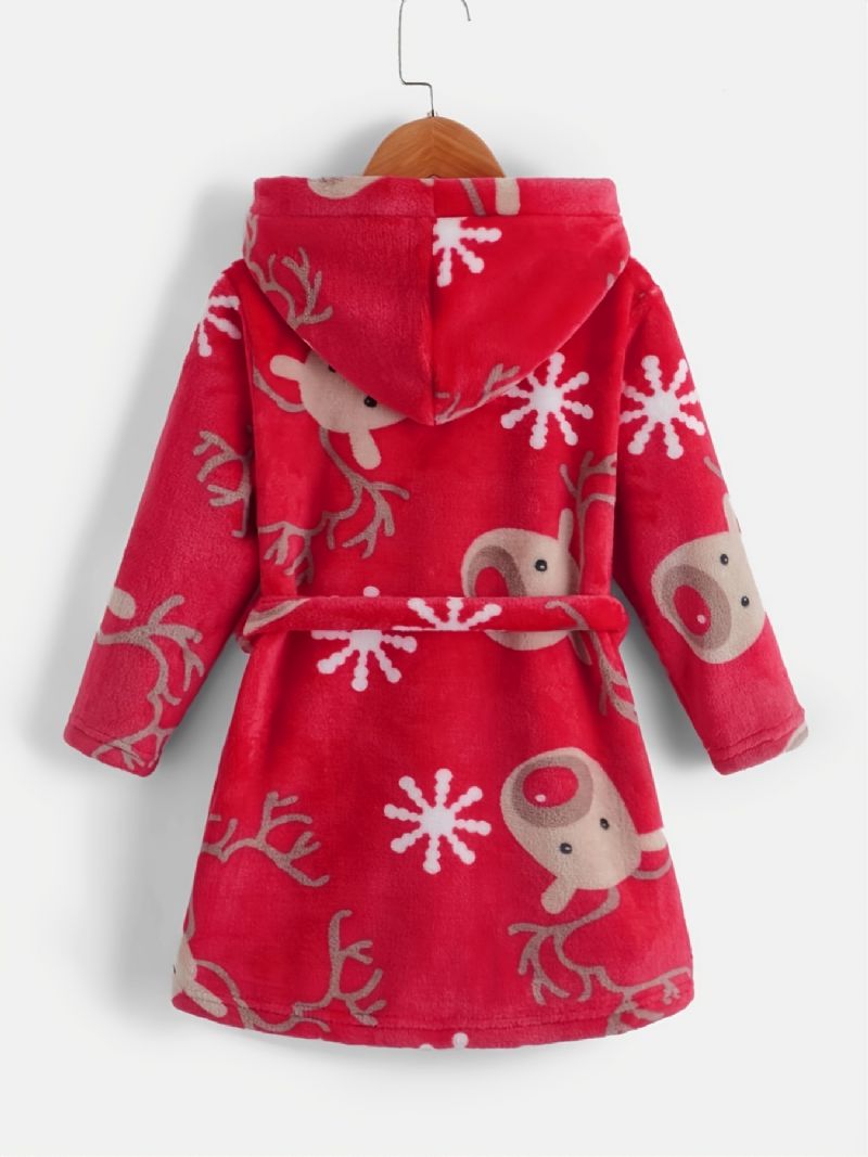 Karácsonyi Kids Deer Print Hosszú Ujjú Kapucnis Házi Pizsama