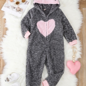 Lányok Snowsuit Jumpsuit Meleg Hosszú Ujjú Szívmintás Kapucnis Nadrág