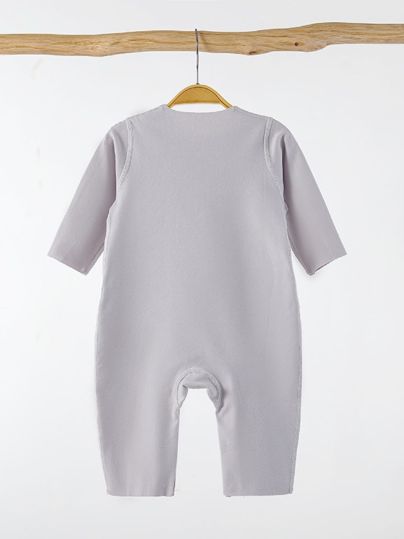 Newborn Bébi Romper Pizsama Bear Print Egyszínű Jumpsuit Fehérnemű Fiúknak Lányoknak