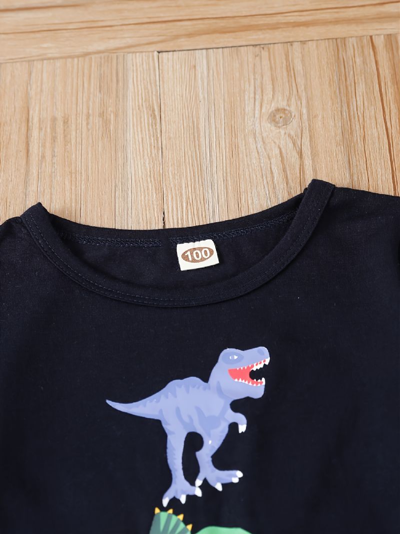 Tipegő Fiúk Rajzfilm Dinoszaurusz Mintás Crewneck Pulóver És Melegítőnadrág