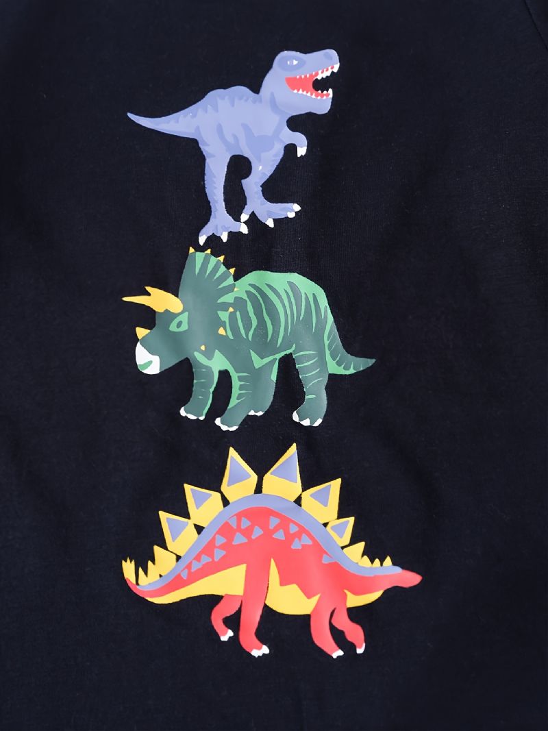 Tipegő Fiúk Rajzfilm Dinoszaurusz Mintás Crewneck Pulóver És Melegítőnadrág