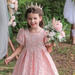 Kislány Ruha Lámpás Ujjú Virágmintás Hercegnő Esküvői Lezárt Estélyi