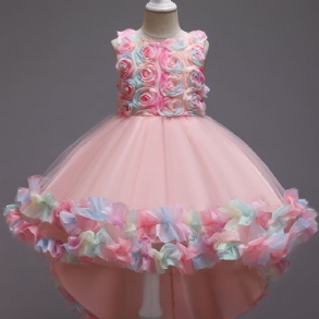 Lányok Mesh Flower Catwalk Princess Dress Gyerek Fellépőruhák