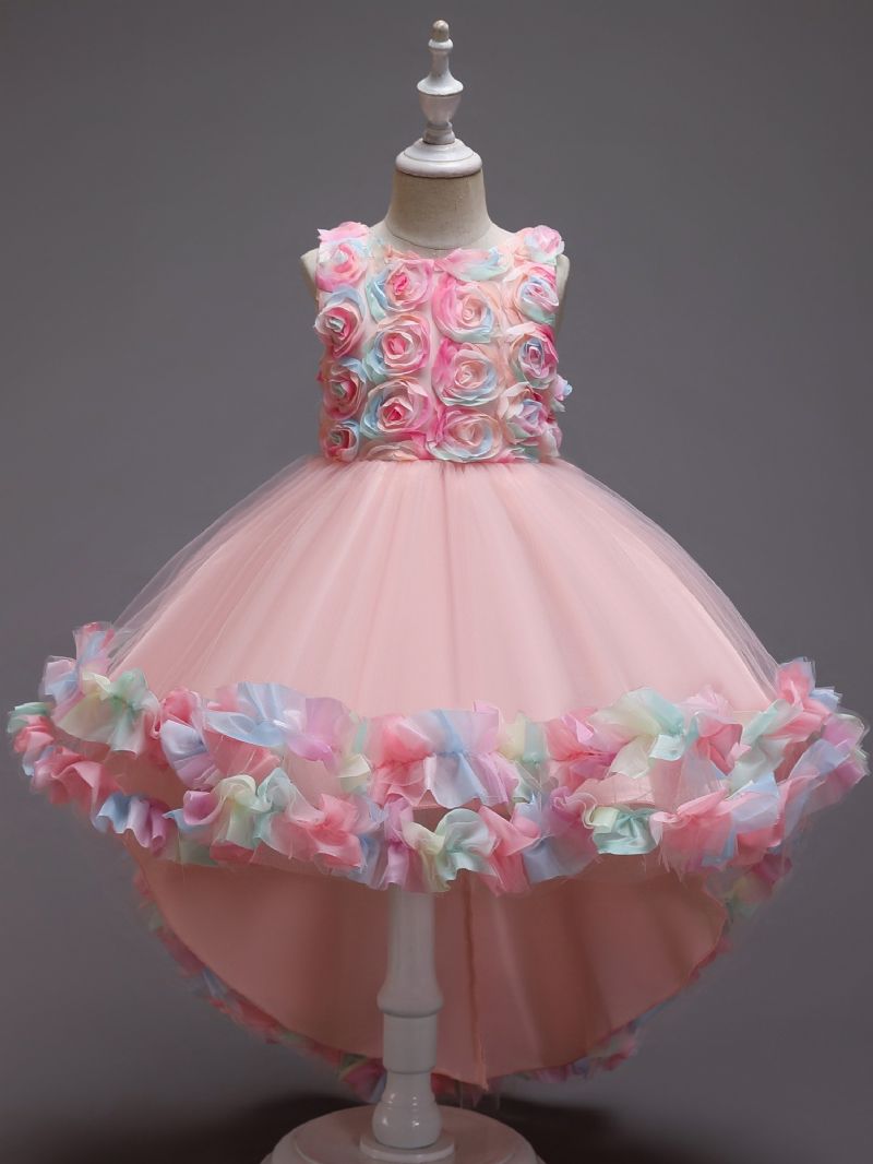 Lányok Mesh Flower Catwalk Princess Dress Gyerek Fellépőruhák