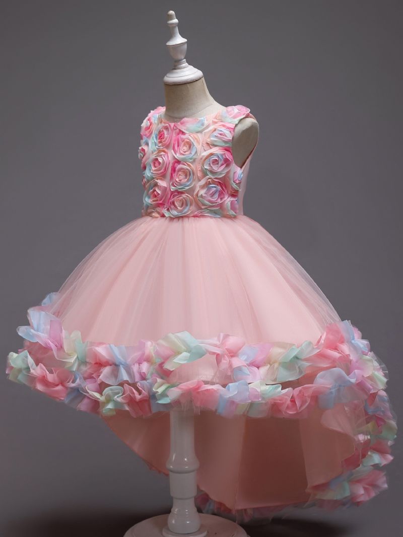 Lányok Mesh Flower Catwalk Princess Dress Gyerek Fellépőruhák