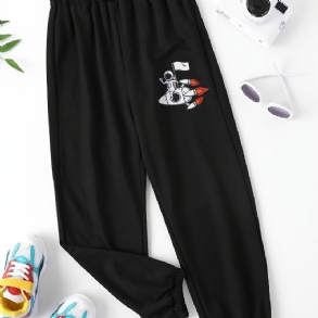 Fiúk Melegítőnadrág Elasztikus Derék Astronaut Print Sport Jogger Pants Gyerekruhák