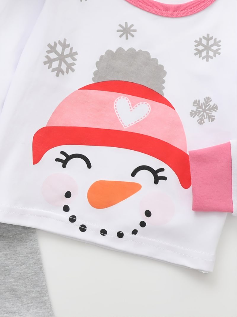 Gyermek Snowman Print Crew Neck Hosszú Ujjú És Nadrág Szett Gyerekcipők