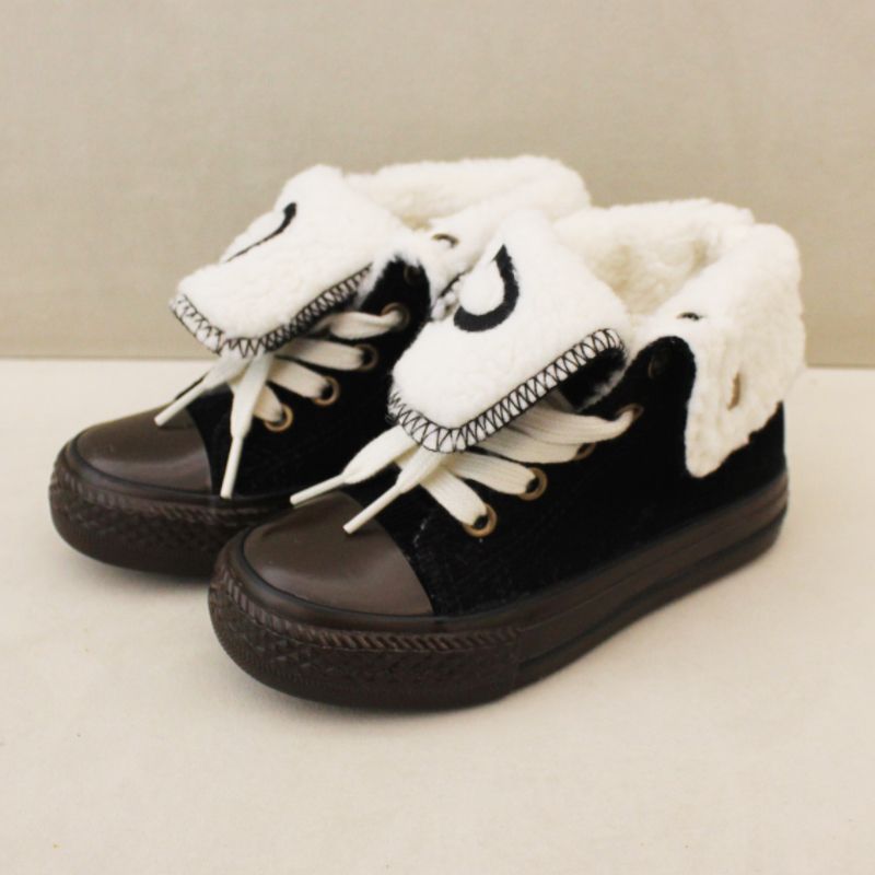 Lányok Magas Felsőrészű Vászoncipők Polár Thermal Sneakers Cipők Télre