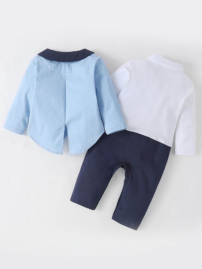 Bébi Fiúk Colorblock Hosszú Ujjú Jumpsuit + Hozzáillő Dzseki Baba Keresztelő Ruhák Babaruhák