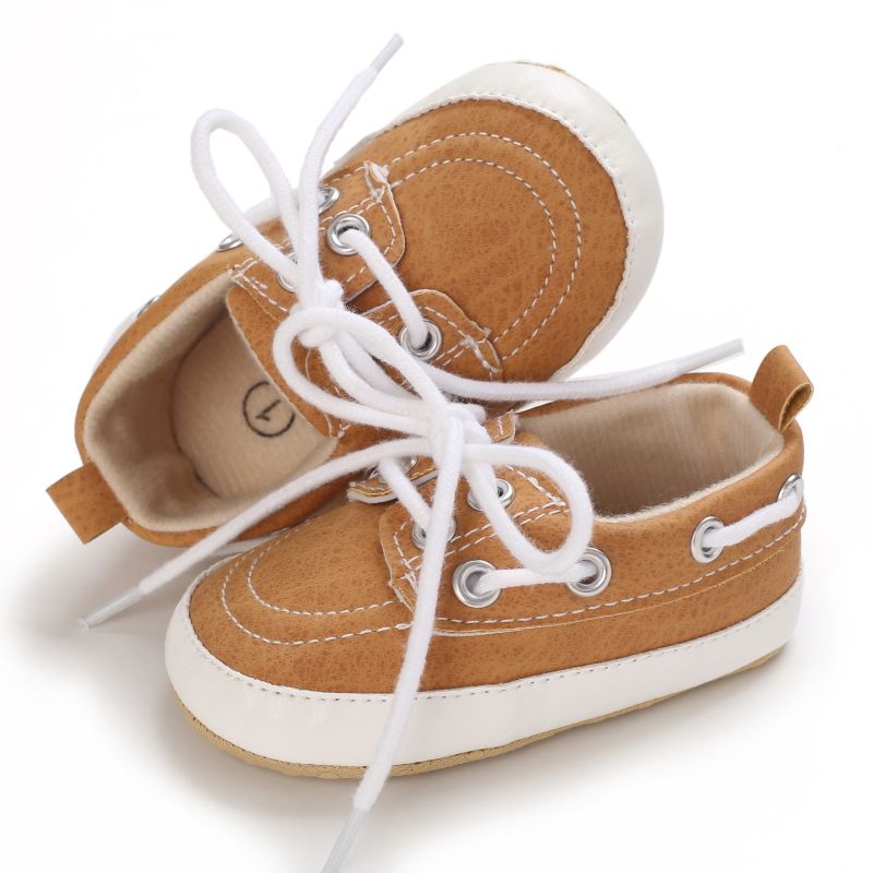 Bébi Fiúk Aranyos Csúszásmentes Cipők Alkalmi Puha Talpú Fűzős Sétáláshoz