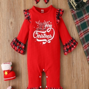 2db Újszülött Baba Lány Ruhák Karácsonyi Fodros Hosszú Ujjú Jumpsuit Body Cute Onesie Csecsemő Nadrág