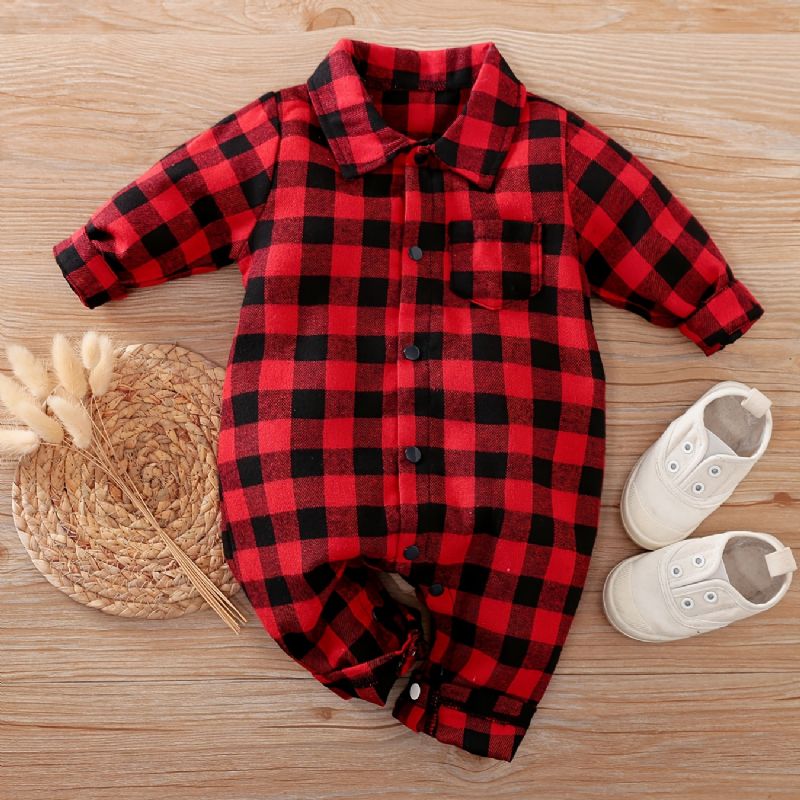 Bébi Fiúk Lányok Kockás Jumpsuit Onesie Babaruha