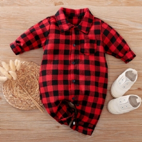 Bébi Fiúk Lányok Kockás Jumpsuit Onesie Babaruha