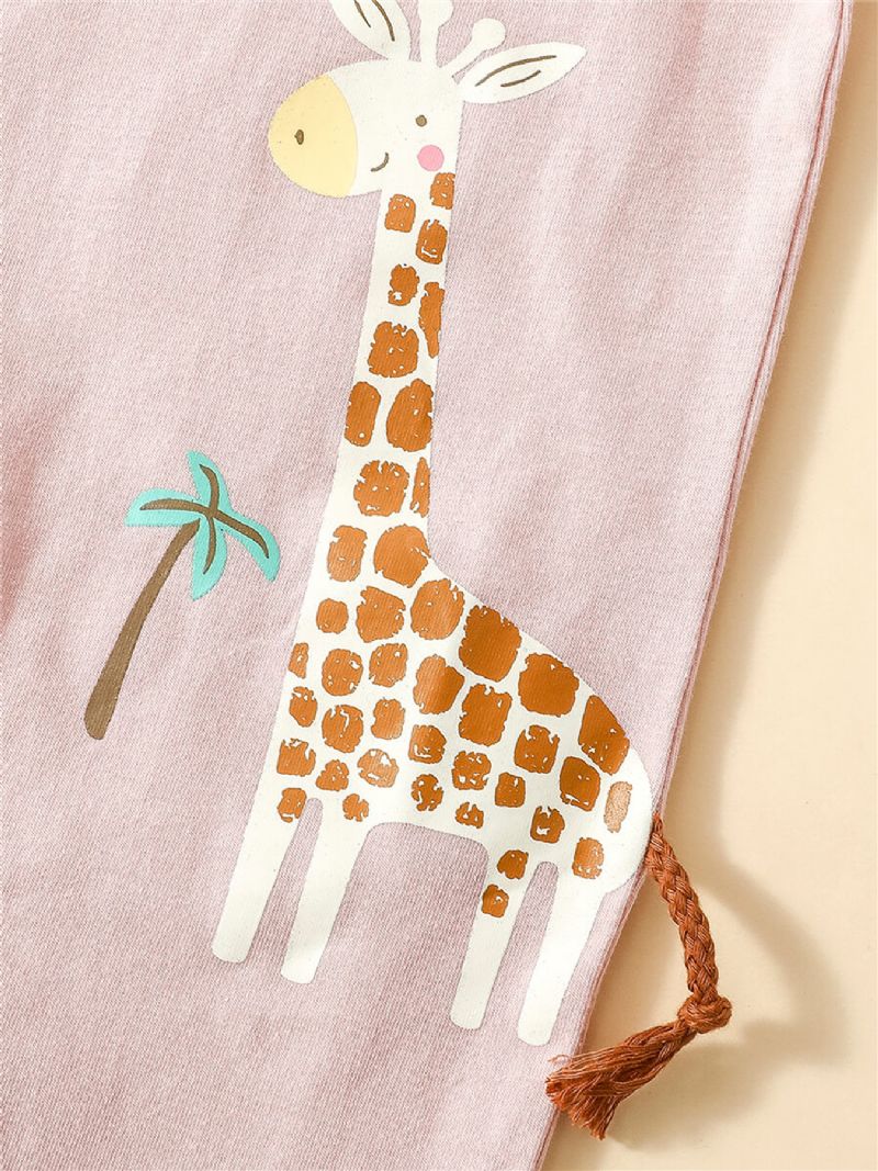 Bébi Giraffe Coconut Tree Nyomott Hosszú Ujjú Jumpsuit