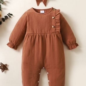 Bébi Lányok Egyszínű Jumpsuit Romper Hajgumival