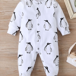 Bébi Lányok Footies Penguin Print Rompers Jumpsuits