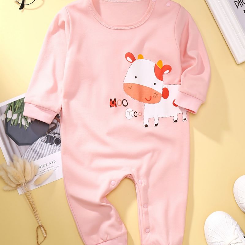 Bébi Lányok Jumpsuits Hosszú Ujjú Nadrág Tehénmintával