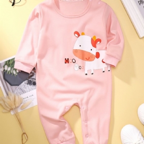 Bébi Lányok Jumpsuits Hosszú Ujjú Nadrág Tehénmintával