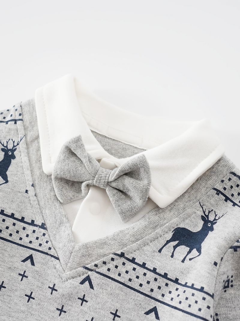 Bébi Lányok Polo Neck Gentleman Jumpsuit Babaruha Karácsonyra