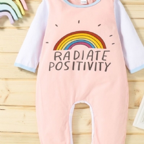 Fiúk És Lányok Rajzfilm Letter & Rainbow Print Hosszú Ujjú Jumpsuit