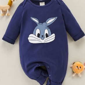 Newborn Infant Rabbit Print Romper Hosszú Ujjú Jumpsuit Kisfiúknak Lányoknak Tipegő Ruhák