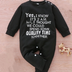 Toddler Bébi Jumpsuit Letter Print Kerek Nyakú Hosszú Ujjú Nadrág Fiúknak Lányoknak