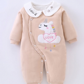 Toddler Bébi Meleg Jumpsuit Unicorn Print Kereknyakú Hosszú Ujjú Romper Fiúknak Lányoknak