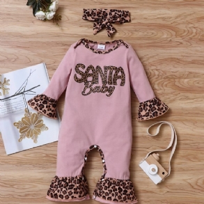 Újszülött Csecsemő Leopard Splicing Romper Hosszú Ujjú Fodros Jumpsuit Toddler Baba Fiúknak Lányok Tipegő Ruhák