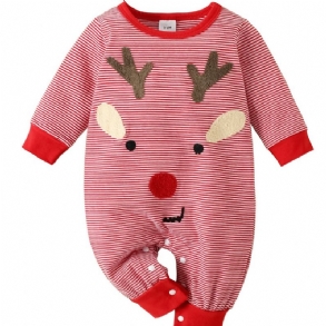 Újszülött Karácsonyi Elk Print Hosszú Ujjú Jumpsuit