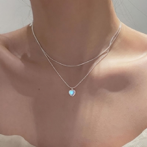 Szív Alakú Medál Nyaklánc Ezüst Színű Choker Elegáns Design Női Lányoknak Mindennapi Viselet