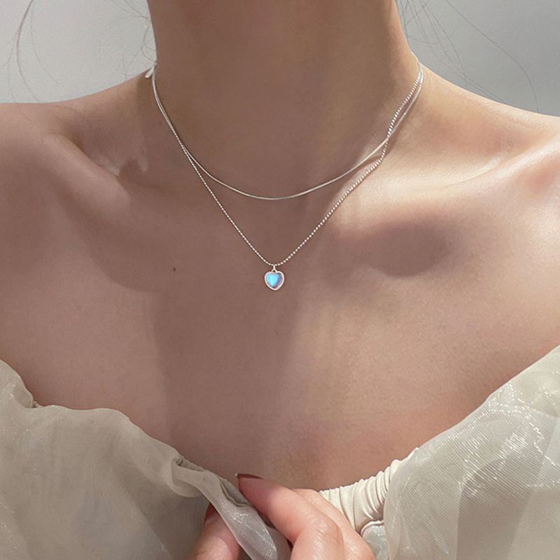 Szív Alakú Medál Nyaklánc Ezüst Színű Choker Elegáns Design Női Lányoknak Mindennapi Viselet