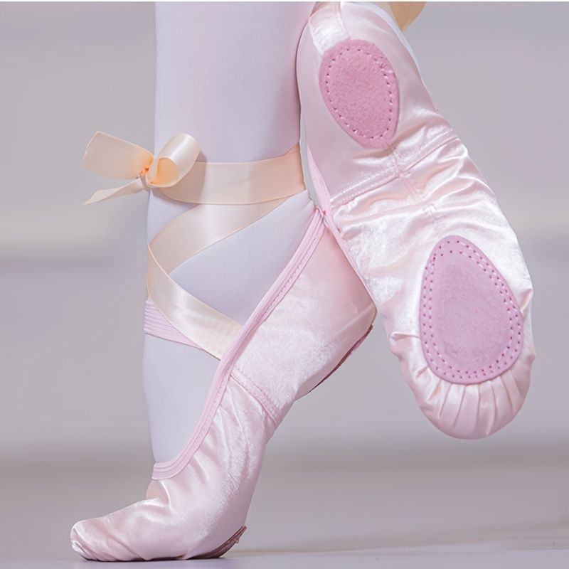 Lányok Balettcipő Rózsaszín Szatén Fűzős Tánccipő