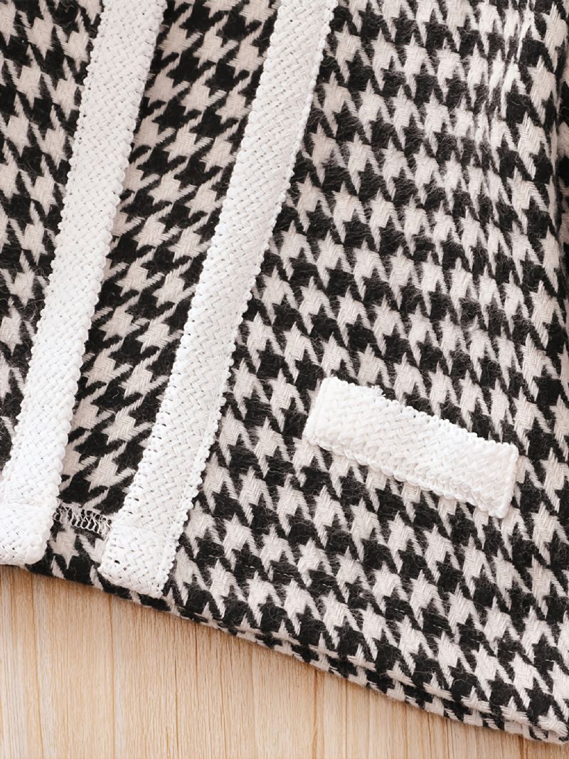 3db Bébi Cardigan Houndstooth Hosszú Ujjú Ruha